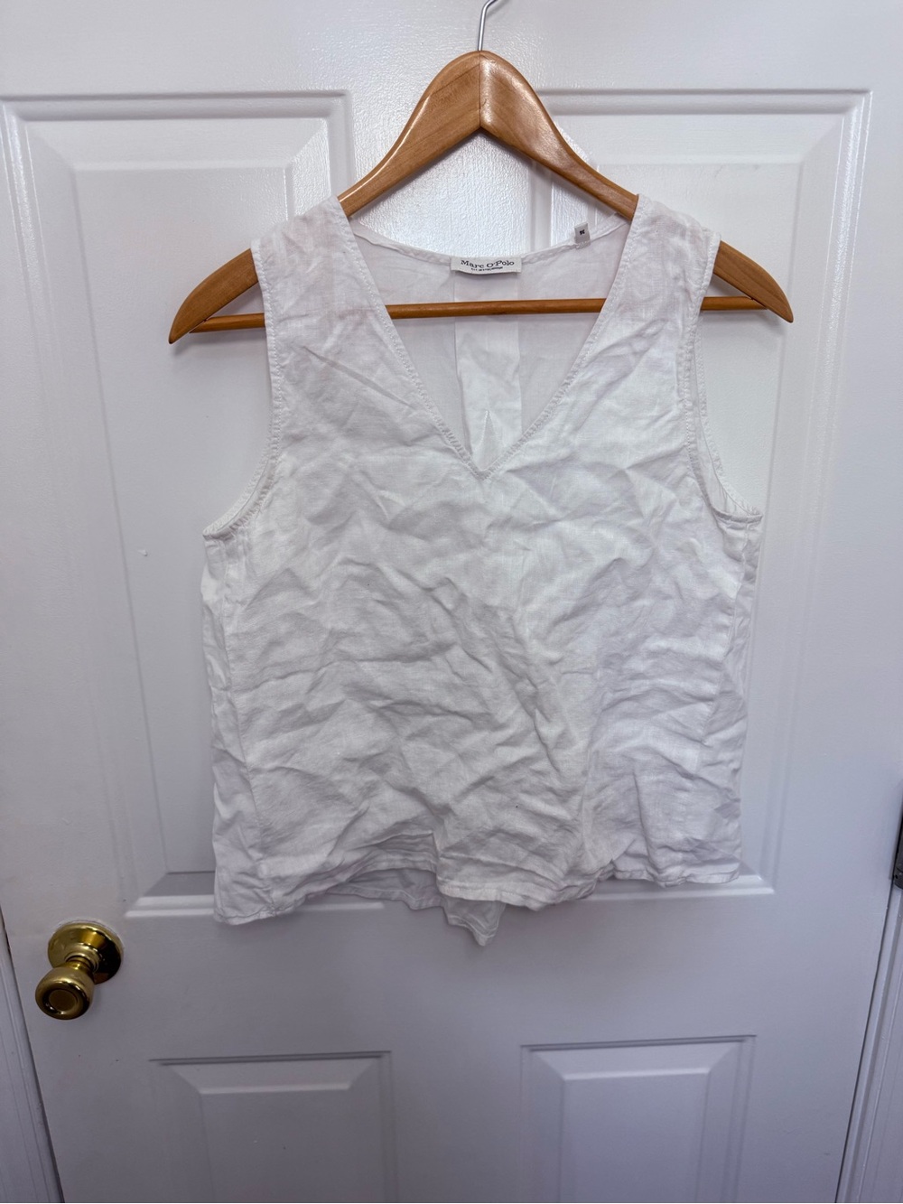 Marc O’Polo White Linen Sleeveless Top Size Small Lagenlook Coastal